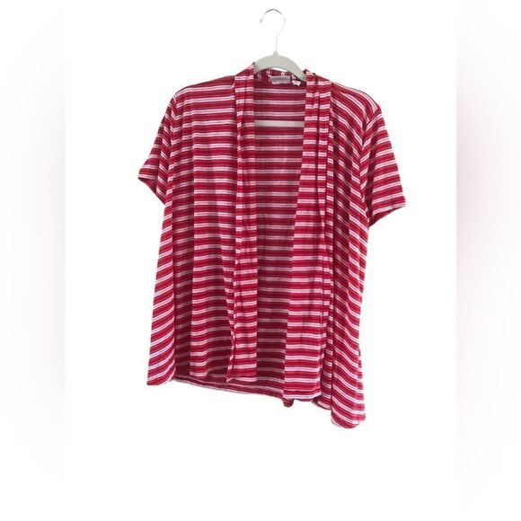 Kim Rogers size large short sleeve red and white cardigan - Picture 5 of 6